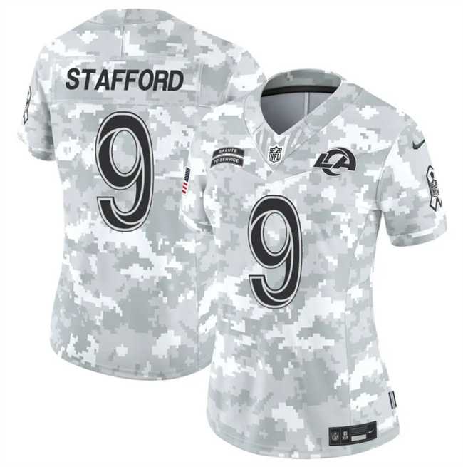 Womens Los Angeles Rams #9 Matthew Stafford 2024 F.U.S.E Arctic Camo Salute To Service Limited Stitched Jersey Dzhi